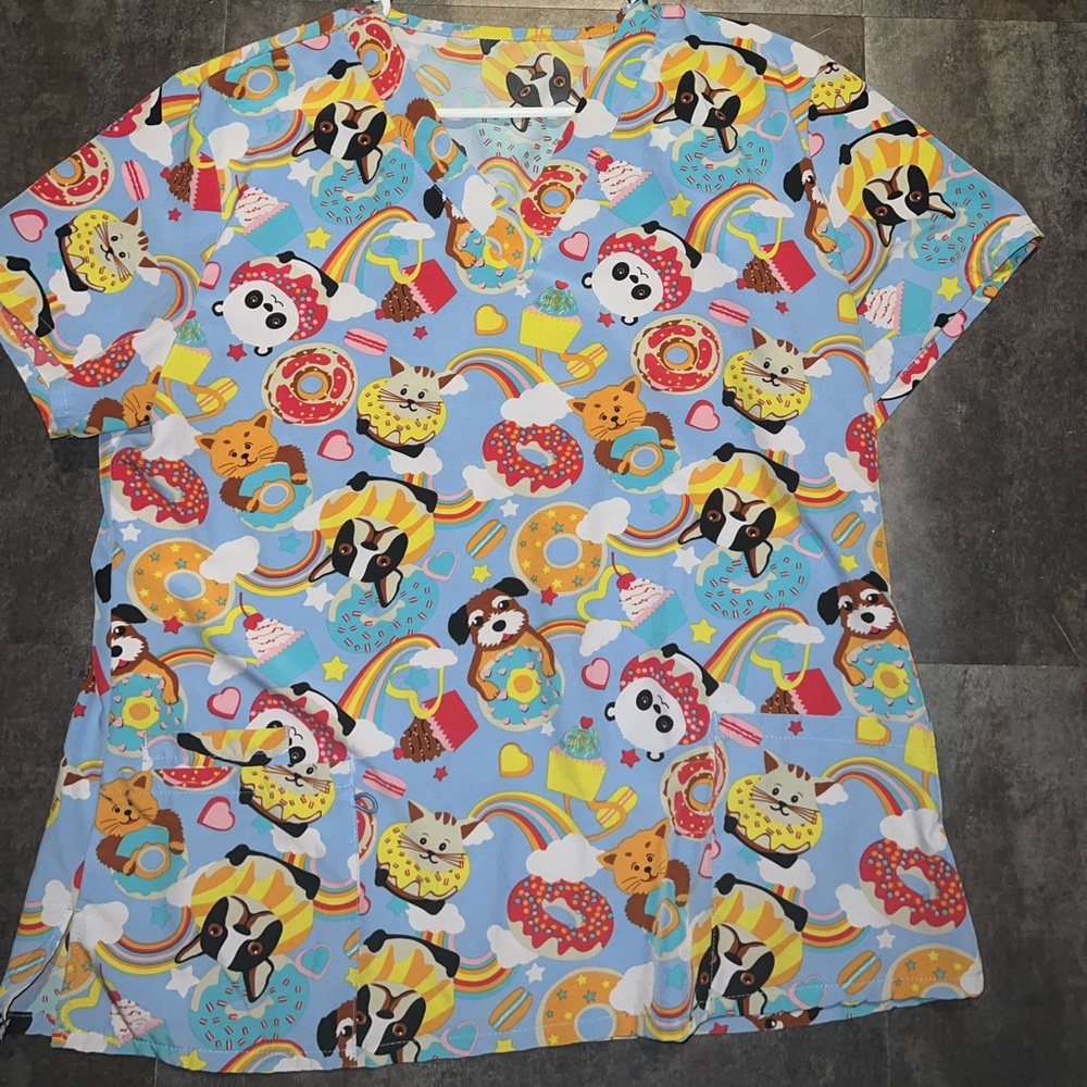 Womens large fun animal scrub top